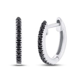 0.07ct 14k White Gold Black Diamond Huggie Earring